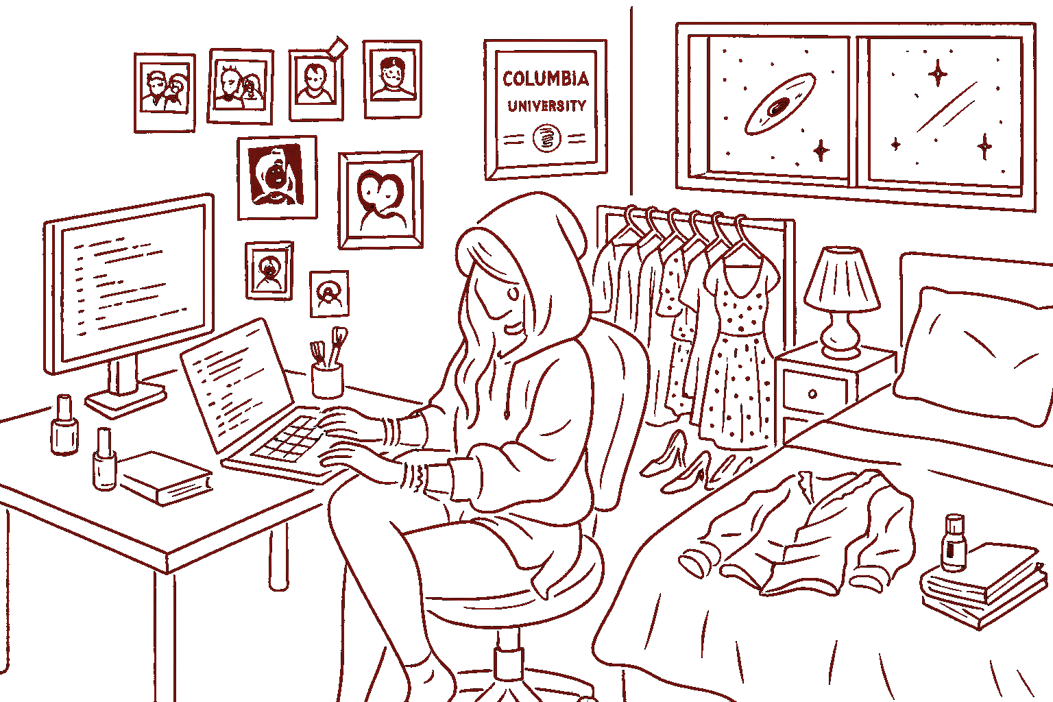 Red line bedroom overlay